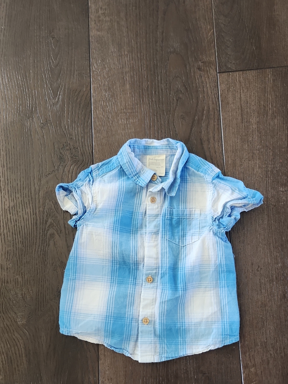 First Impressions Light Blue & White Plaid Button-Down Shirt